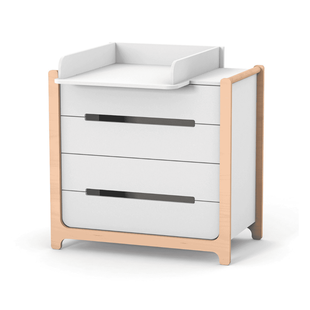 Dětská komoda Markito Gekko Kids, 90x53x86cm, Bílá / Přírodní Buk